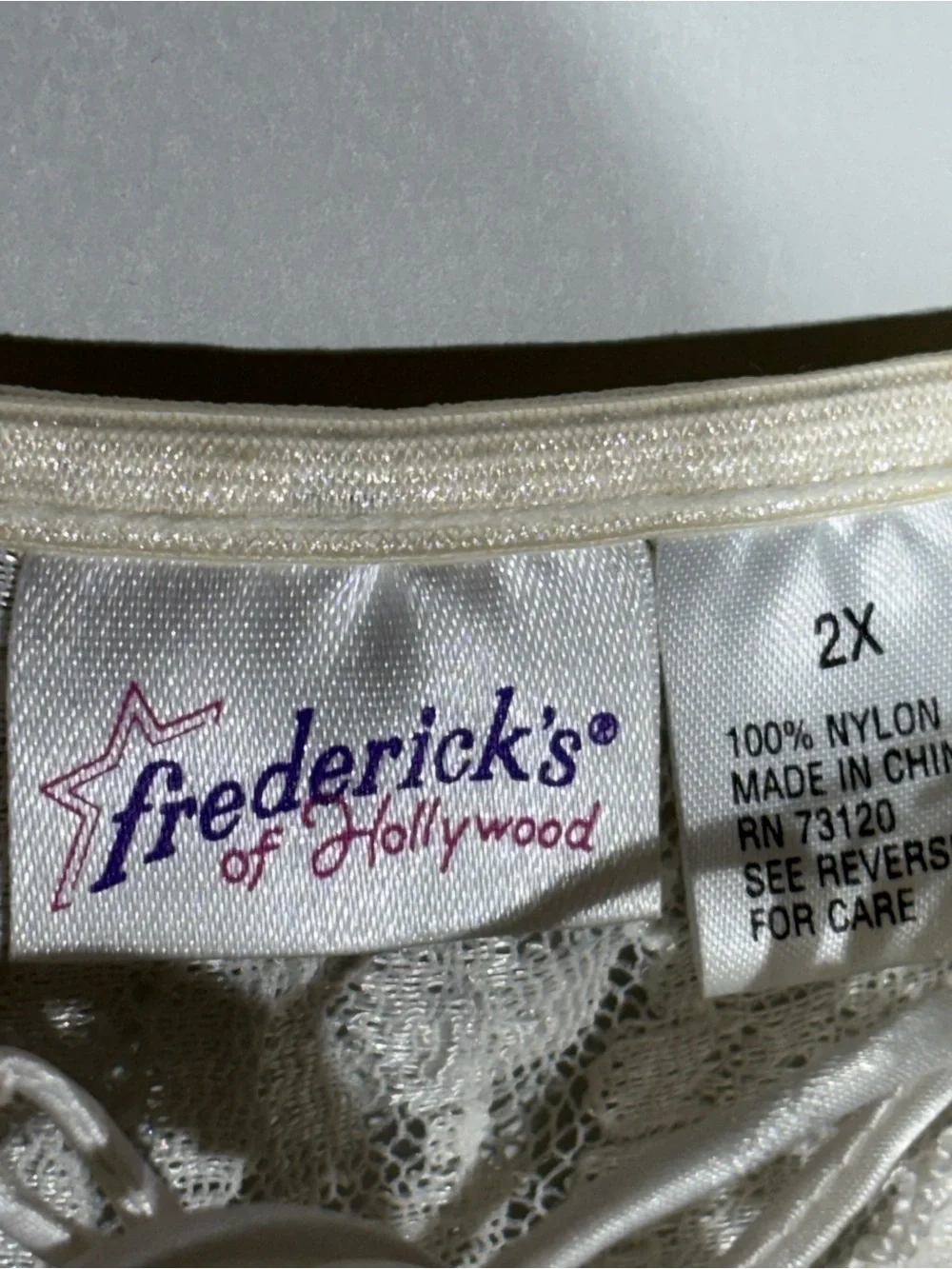 Vintage Fredericks Cami Tank Womens 2X White Lace Coquette Crop Elastic Straps